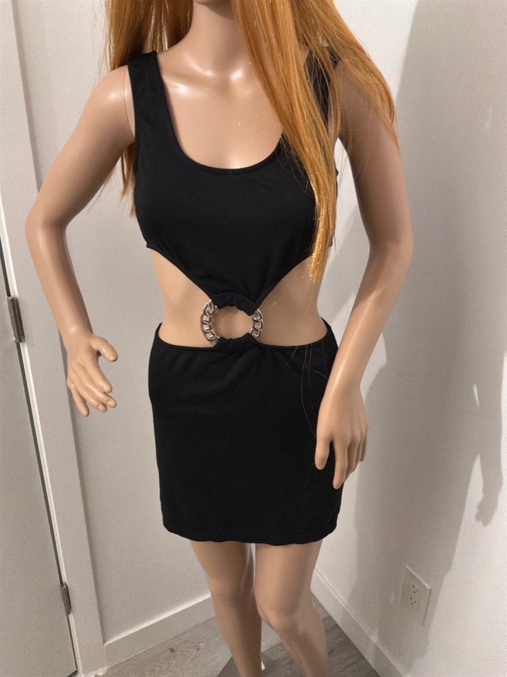 Dolls kill Poster Grl Black Chain O-Ring Mini Dress - L - fits a size 8-10